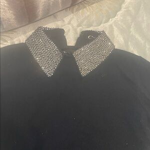 Bloomingdale's Black Top with Sparkling Silver Collar